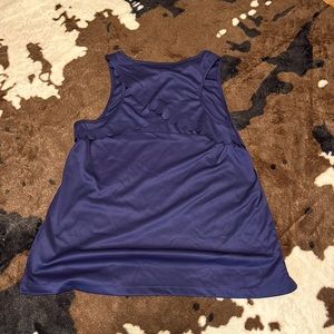 Dark Blue workout top with cut out back.